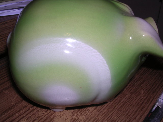 HULL CORKY PIG BANK LIME GREEN BULLS EYE