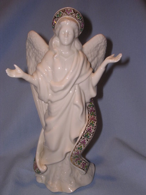 LENOX IVORY CHINA TALL ANGEL OF LIGHT JEWELED FIGURINE