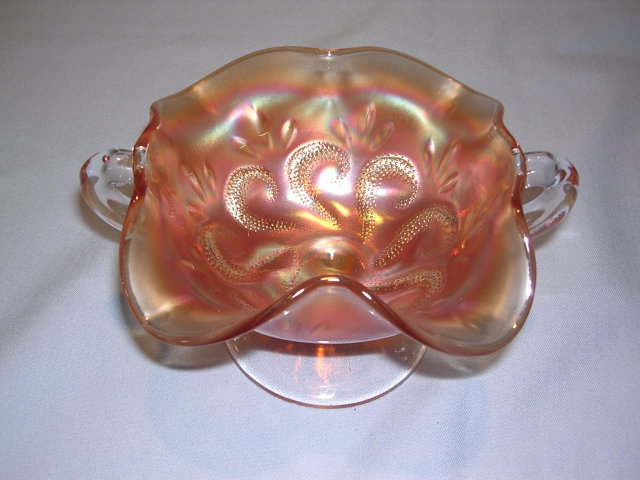 DUGAN MARIGOLD QUESTION MARK FOOTED COMPOTE WITH HANDLES