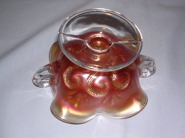 DUGAN MARIGOLD QUESTION MARK FOOTED COMPOTE WITH HANDLES