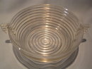 ANCHOR HOCKING DEPRESSION GLASS MANHATTAN HORIZONTAL RIB 7 1/2 HANDLED BERRY BOWL CRYSTAL