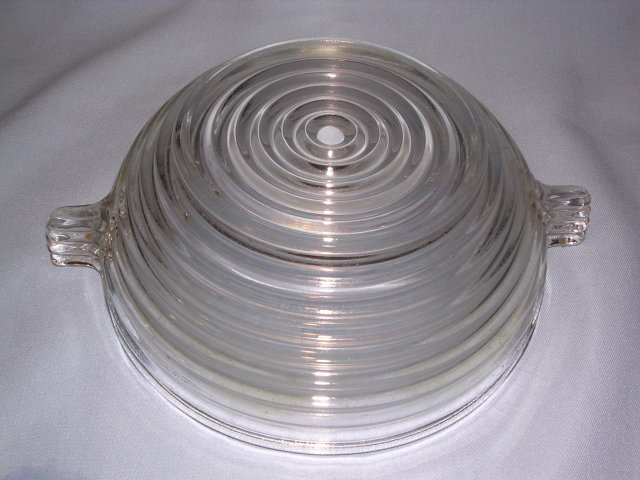 ANCHOR HOCKING DEPRESSION GLASS MANHATTAN HORIZONTAL RIB 7 1/2 HANDLED BERRY BOWL CRYSTAL