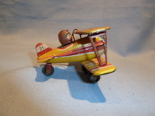 VINTAGE GERMAN ZZ TIN LITHO WWII BIPLANE AND PILOT ORNAMENT
