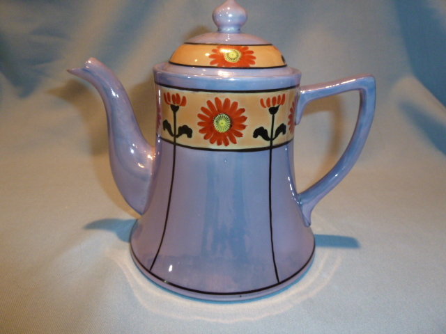 BEAUTIFUL 23 PC BLUE & PEACH WITH SUN FLOWER LUSTER TEA SET SERVICE JAPAN