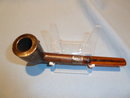 ANTIQUE K.B. SMOKING PIPE WITH STERLING BANDS AMBER MOUTHPIECE IN FITTED CASE