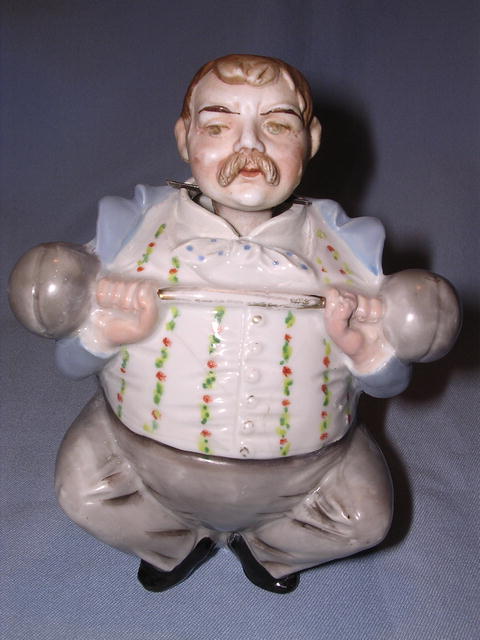 Very Rare Antique Bisque Weight Lifter Figural Nodder