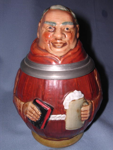 GERMAN MONK WITH BIBLE LIDDED STEIN