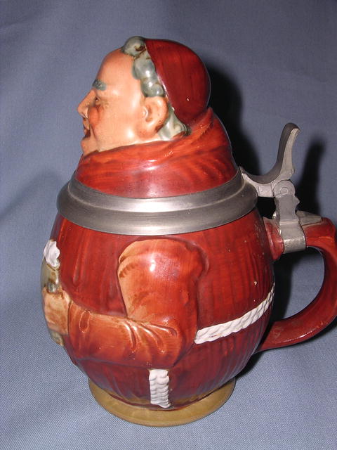 GERMAN MONK WITH BIBLE LIDDED STEIN