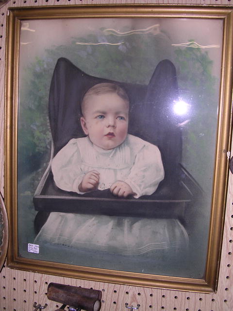 EARLY BABY PORTRAIT FRAMED ORIGINAL GLASS