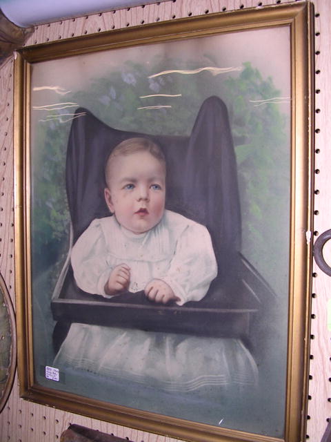 EARLY BABY PORTRAIT FRAMED ORIGINAL GLASS