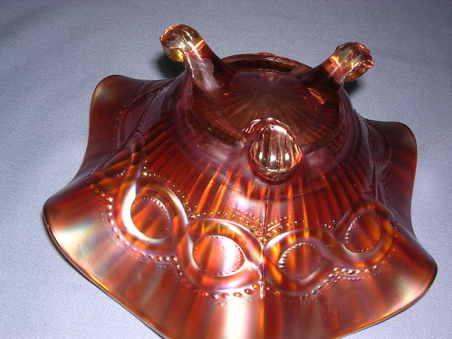 NORTHWOOD BEADED CABLE CARNIVAL GLASS BOWL