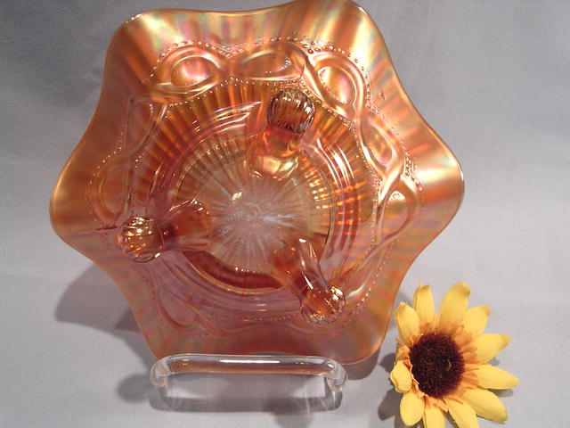 NORTHWOOD BEADED CABLE CARNIVAL GLASS BOWL