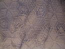 VINTAGE HAND CROCHETED ECRU STAR KNOT FRINGED COVERLET