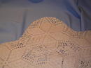 VINTAGE HAND CROCHETED ECRU STAR KNOT FRINGED COVERLET