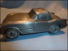 1953 CORVETTE SILVER ALL METAL ADVERTISING BANK BY BANTHRICO
