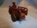 ANTIQUE CAST IRON RED CRASH CAR HARLEY WITH DRIVER AND CRASH CART
