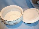 BEAUTIFUL ANTIQUE COVERED HANDLED CHAMBER POT WHITE WITH GOLD