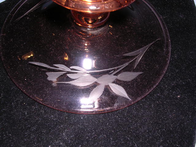 PINK DEPRESSION ETCHED CANDLESTICK PAIR