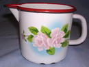 EUROPEAN GRANITEWARE ENAMEL PITCHER WITH ROSES