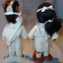 PAIR VINTAGE CARLSON DOLLS INDIAN BOY& GIRL ON STANDS