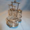 5 PIECE CASTOR SET CUT CRYSTAL & SILVER