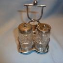 5 PIECE CASTOR SET CUT CRYSTAL & SILVER