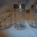 5 PIECE CASTOR SET CUT CRYSTAL & SILVER