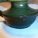 ROSEVILLE FREESIA 124-9 GREEN HANDLED VASE