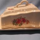 VINTAGE BEIGE PINK FLORAL CHEESE KEEPER ROMANIA