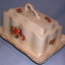 VINTAGE BEIGE PINK FLORAL CHEESE KEEPER ROMANIA
