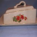 VINTAGE BEIGE PINK FLORAL CHEESE KEEPER ROMANIA