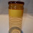 VINTAGE SET OF 8 LIBBEY AMBER TUMBLERS WITH GOLD BANDS RINGS IN CADDY