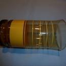 VINTAGE SET OF 8 LIBBEY AMBER TUMBLERS WITH GOLD BANDS RINGS IN CADDY