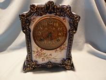 ANTIQUE ANSONIA PAWNEE COBALT BLUE MANTLE CLOCK 1882