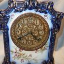 ANTIQUE ANSONIA PAWNEE COBALT BLUE MANTLE CLOCK 1882