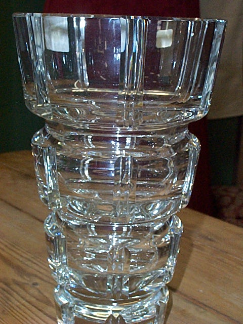 Large Lead Crystal Square Cut Crystal Vase Czech