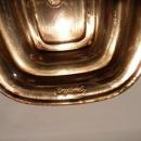 ANTIQUE SILVER PLATE AND COBALT 3 PC MASTER SALT WITH SPOON ENGLISH