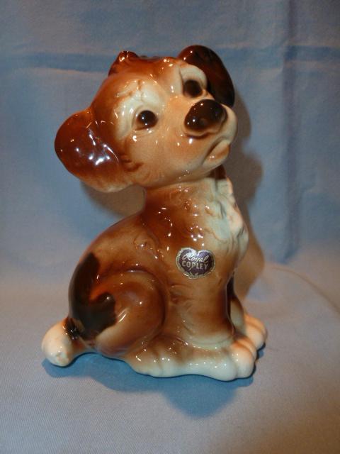 ROYAL COPLEY SITTING PUPPY FIGURINE WITH ORIG LABEL STICKER