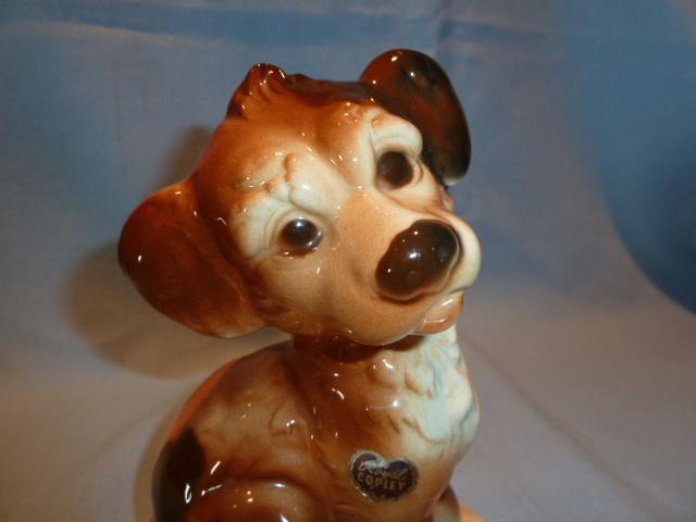 ROYAL COPLEY SITTING PUPPY FIGURINE WITH ORIG LABEL STICKER