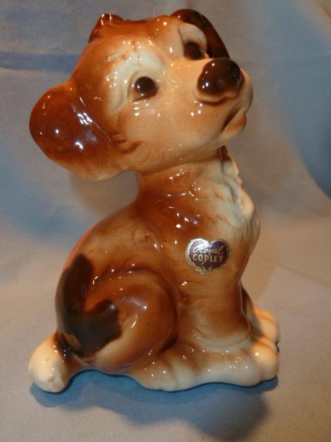 ROYAL COPLEY SITTING PUPPY FIGURINE WITH ORIG LABEL STICKER