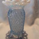 FENTON DIAMOND BLUE OPALESCENT OPEN EDGE VASE