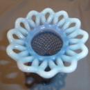 FENTON DIAMOND BLUE OPALESCENT OPEN EDGE VASE