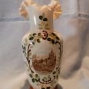 BEAUTIFUL AND RARE BRISTOL HAND PAINTED SCENE RUFFLE TOP VASE