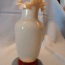 BEAUTIFUL AND RARE BRISTOL HAND PAINTED SCENE RUFFLE TOP VASE
