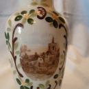 BEAUTIFUL AND RARE BRISTOL HAND PAINTED SCENE RUFFLE TOP VASE
