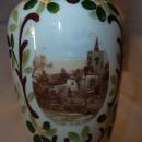 BEAUTIFUL AND RARE BRISTOL HAND PAINTED SCENE RUFFLE TOP VASE