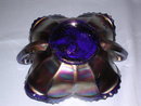 DUGAN VINTAGE GRAPE BLUE CARNIVAL GLASS SQUARE BON BON