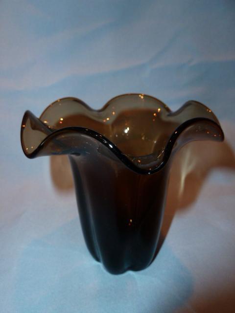 DUNCAN MILLER AMETHYST RUFFLE TOP VASE RARE COLOR