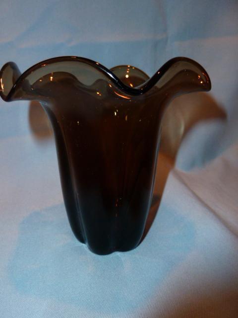 DUNCAN MILLER AMETHYST RUFFLE TOP VASE RARE COLOR