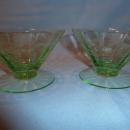 BEAUTIFUL GREEN DEPRESSION ETCHED FOOTED SHERBETS SET OF TWO (2)
